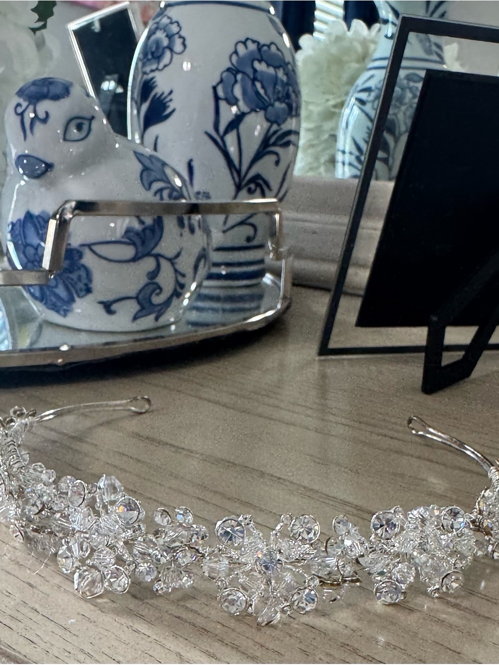 Crystal Floral Bridal Headband - Silver